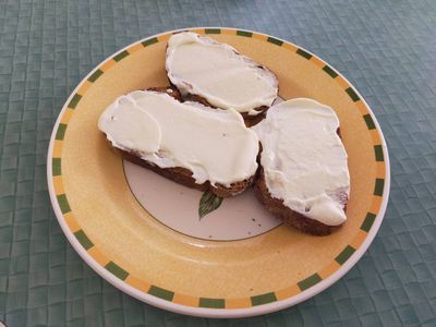 Photo of ricotta spread on some rye bread